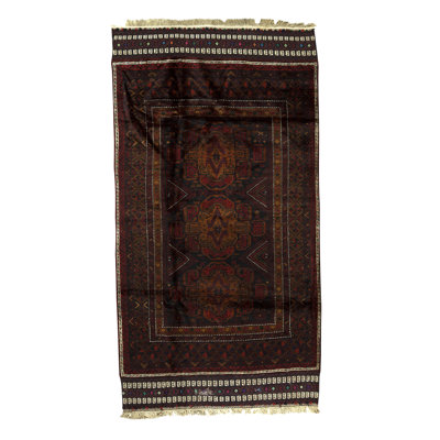 Tapis de qualité merlot / noir noué à la main