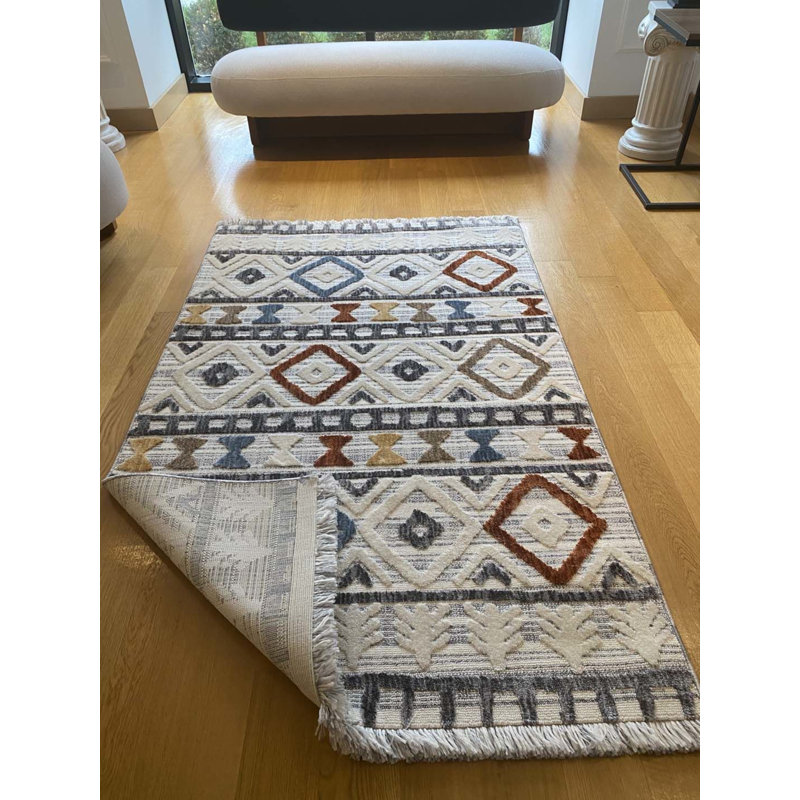 Tapis en coton Laneta, Rectangle 2 pi 7 po x 4 pi 11 po