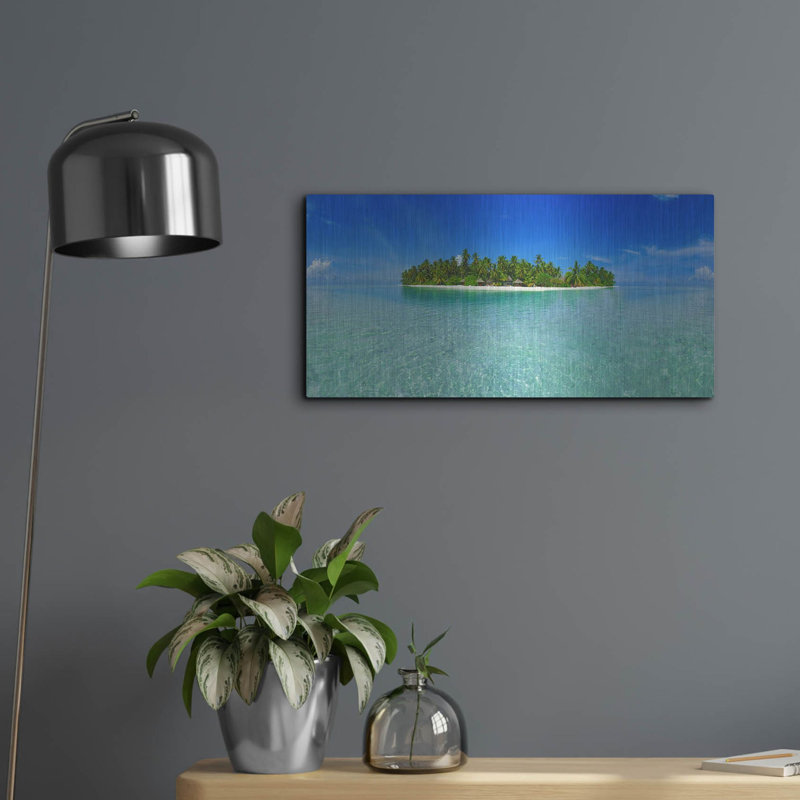 «Tropical Paradise Island» par Luxe Portfolio, art mural en métal, H 12 po x l 24 po