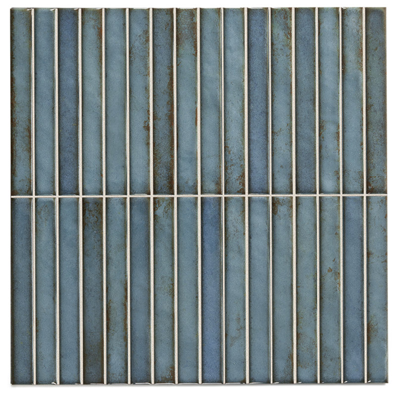 Castilla 14" x 14" Glossy Ceramic Finger Tile, Turquoise