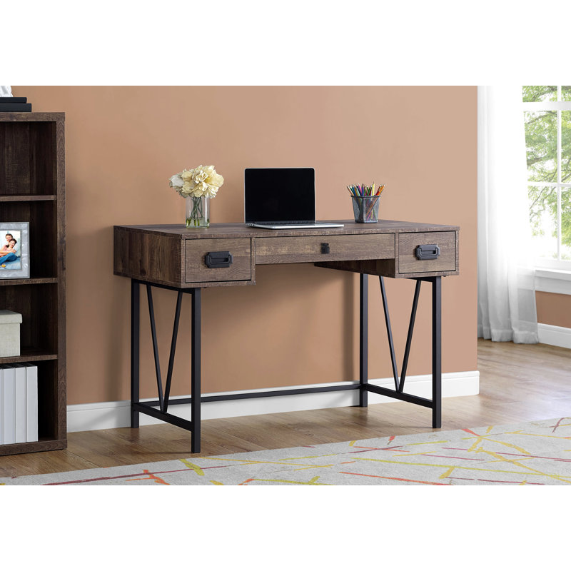 Bureau d'ordinateur, bureau personnel, ordinateur portable, tiroirs de rangement, L 48 po, stratifié de travail, métal, transitionnel