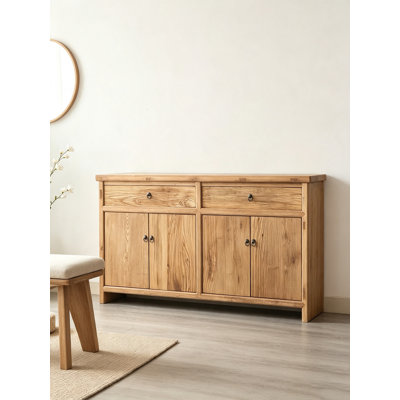 Vintage Style Distressed Old Elm Wood Sideboard for Kitchen & Dining Room