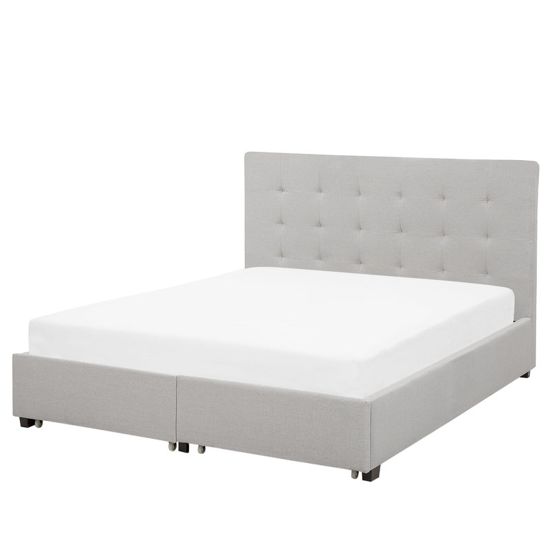 Hullinger Upholstered Storage Bed, Light Grey, European Kingsize (160 x 200 cm)