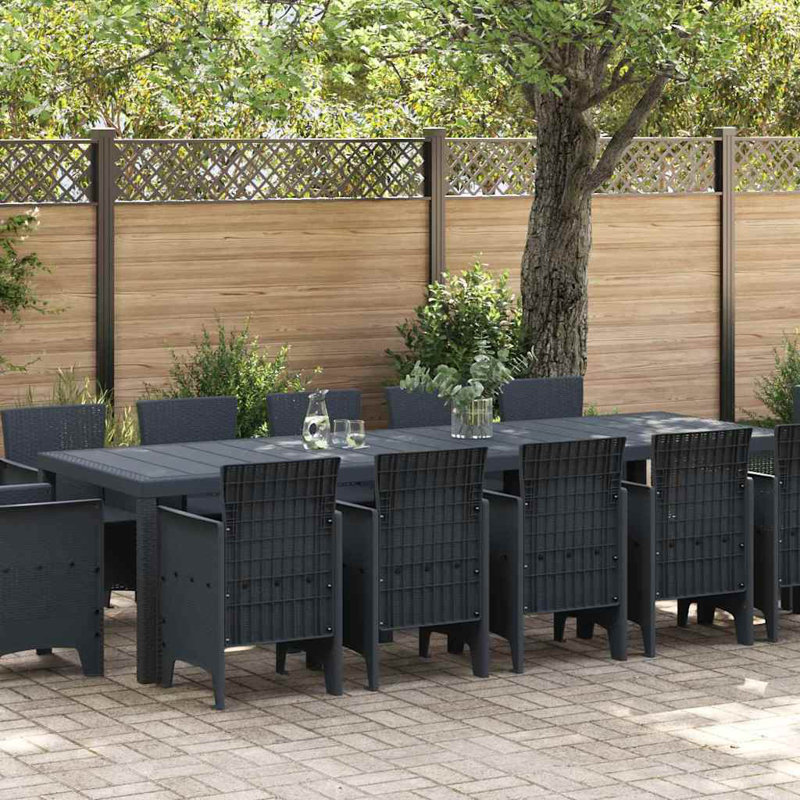 vidaXL Garden Dining Set 13 pcs Anthracite Plastic, 12