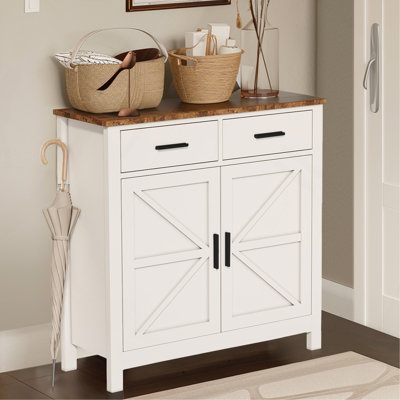 Armoire de rangement de cuisine Nakitta, armoire de ferme moderne avec rangement, bar à café avec 2 tiroirs et 2 portes, buffet de plancher pour le salon, la salle à manger et la salle de bain