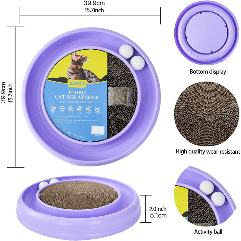 Jeu de boules de chat pour chats d'intérieur, jeu d'exercice interactif rond pour adultes et chaton, Mauve