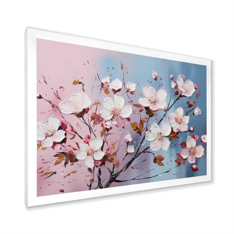 " Apple Blossom Flower Tree II ", 30" H x 40" W, Closed Corner Frame White