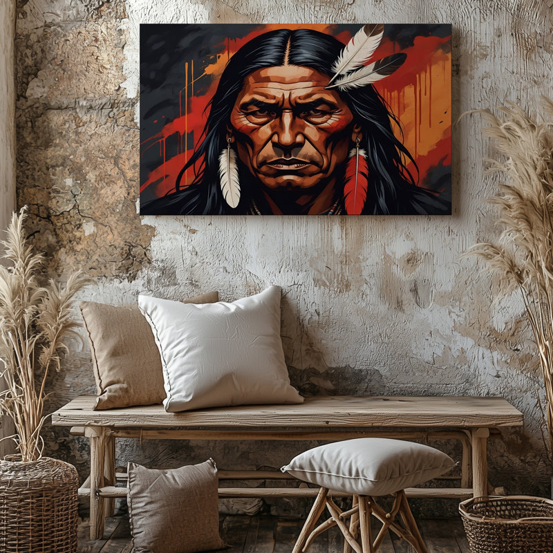 Impression sur toile Native American Warrior Feather, 30 x 40 in