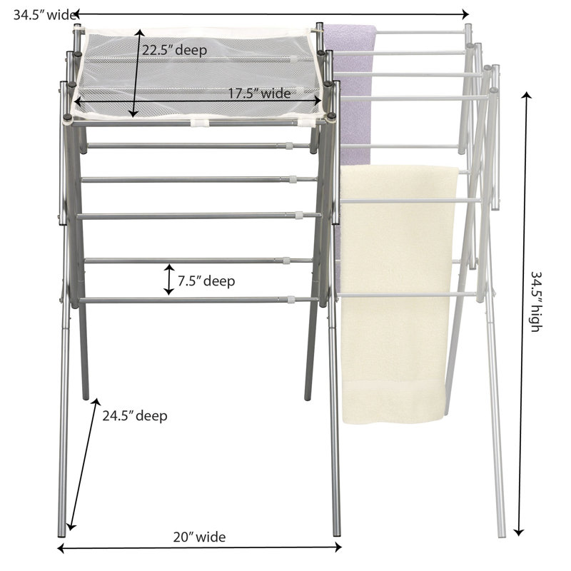 Meloni Metal Foldable Accordion Drying Rack, Silver