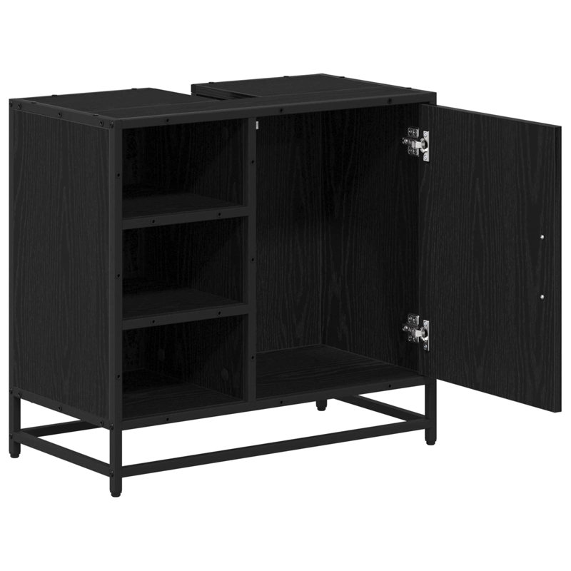 60 cm Single Bathroom Vanity Base Only, Black Oak
