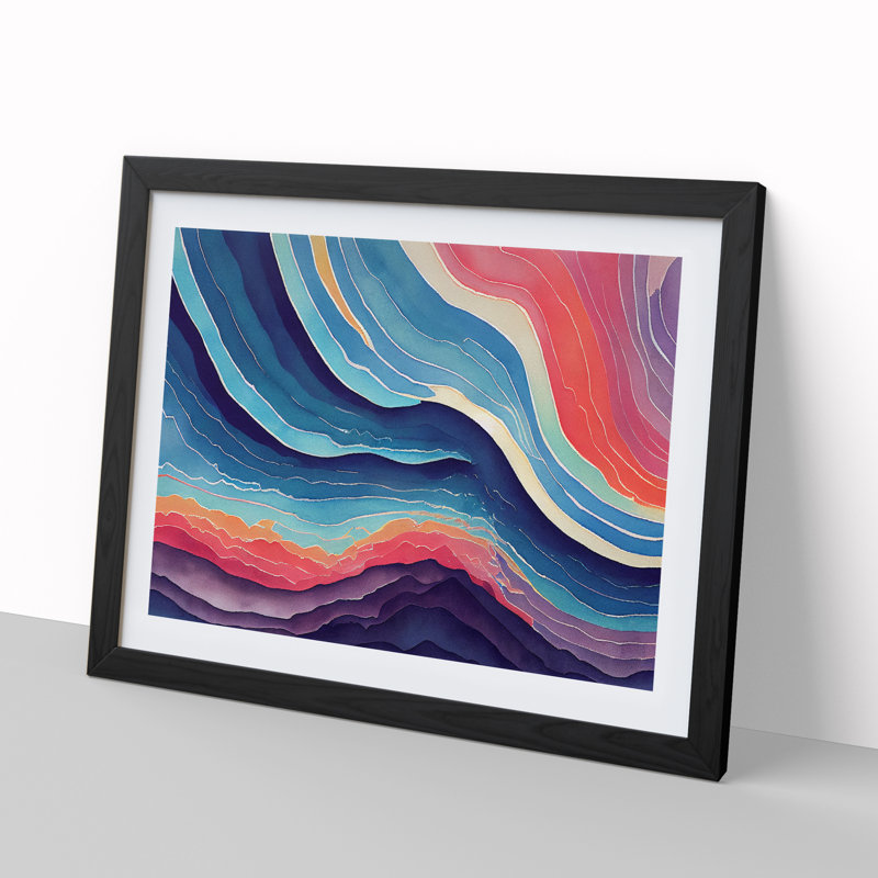 Watercolour Soundwave Vol.6 Abstract - Single Picture Frame Print, Black, 34cm H x 46cm W