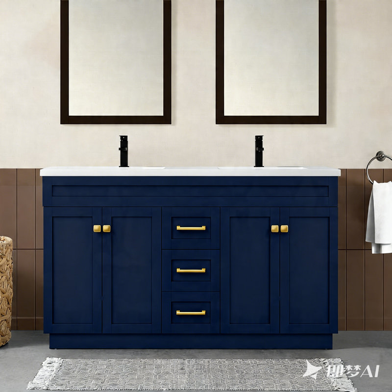 Meuble-lavabo rustique 60 po bleu