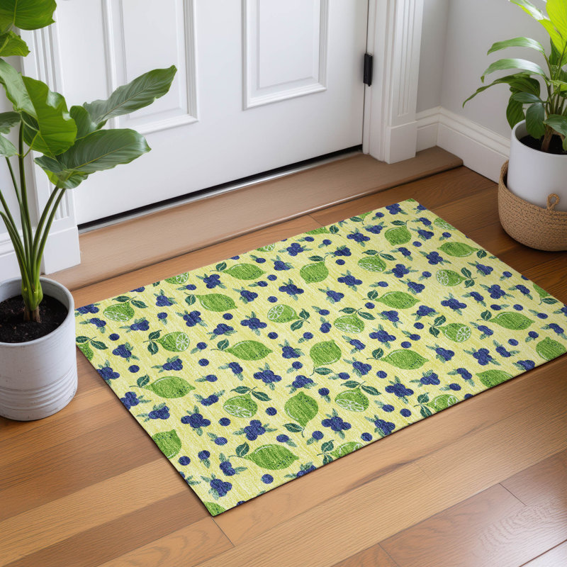 Machine Washable Indoor/Outdoor Bourkelands ACN2354 Fruits Rug, Rectangle 1'8" x 2'6"