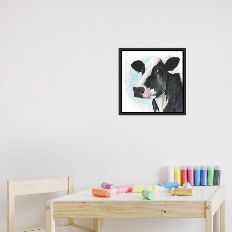 «Farmhouse Friend I» par Grace Popp - impression d'art graphique, Toile avec cadre noir patiné, H 18 po x l 18 po x 1,5 po