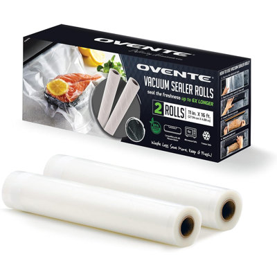 OVENTE Vacuum Sealer Bags 11" x 16' Rolls Pack of 2, Works with all Vacuum Sealer Machine, Heavy Duty, BPA-Free for Airtight Food Storage, Meal Prep, Sous Vide, Microwave and Freezer Safe, ACPSVRG1116