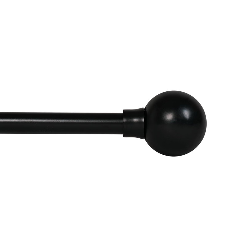 Tringle à rideaux réglable pour fenêtre Deco 44 à 120 pouces (paquet de 1) Tringle à rideaux extensible en fer robuste de 1 pouce avec embouts sphériques muraux à porte française (noir)