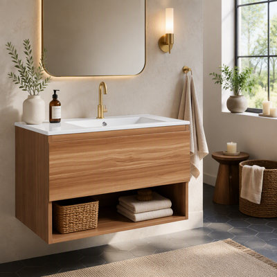 Armoire de meuble-lavabo mural 24 po, grand tiroir KD, sans lavabo