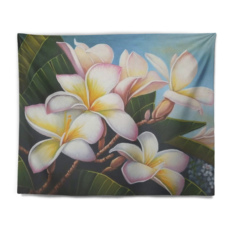 Tapisserie Plumeria I en polyester blanc et jaune, H 50 po x l 60 po