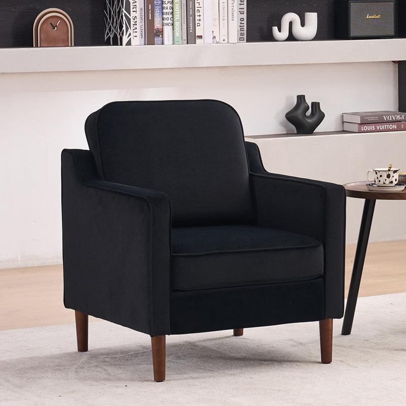 Fauteuil d'appoint Greydy, Velours noir