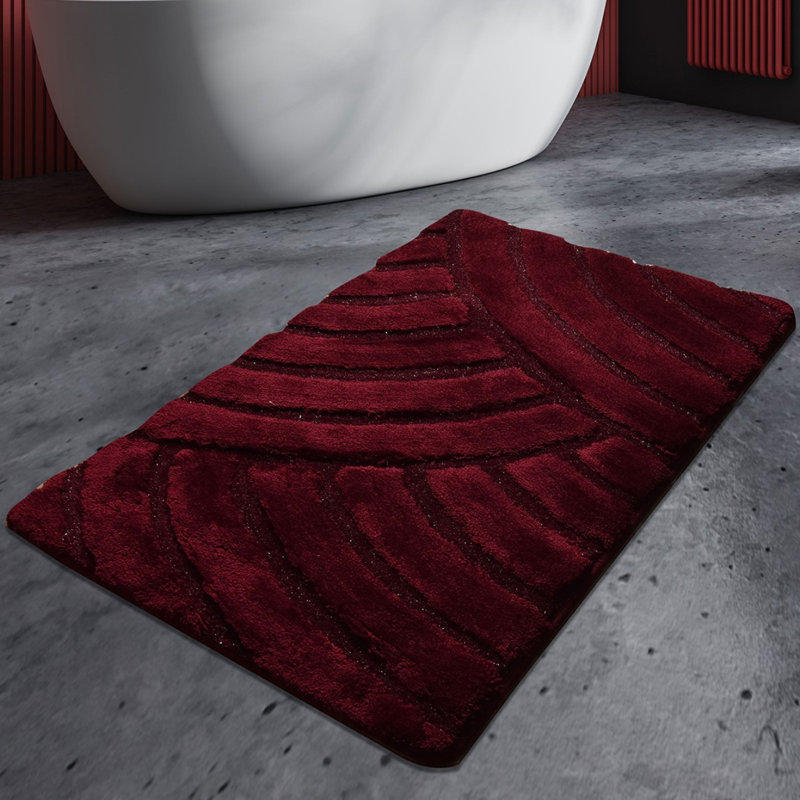 Premium Acrylic Bathmat, Cherry Color, 27.6 x 47.2 inches | 100% Acrylic, 18-30 mm Pile Height | Antibacterial, Non-Slip Underside, Machine Washable | Soft, Durable, Ideal for Bathroom Comfort & Safety