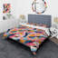 Rayures roses et bleues abstraites - Ensemble de housse de couette abstraite - Microfibre de polyester-1840377484