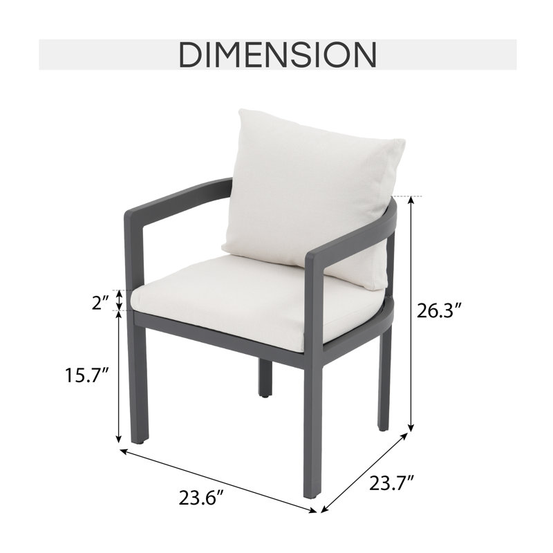 4 chaises de patio en aluminium avec coussins 4 pièces, Coussin blanc / cadre noir