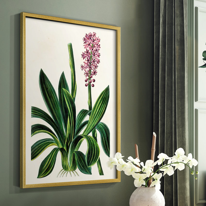 Reproduction encadrée de floral antique II - bois massif, H 10 po x l 8 po
