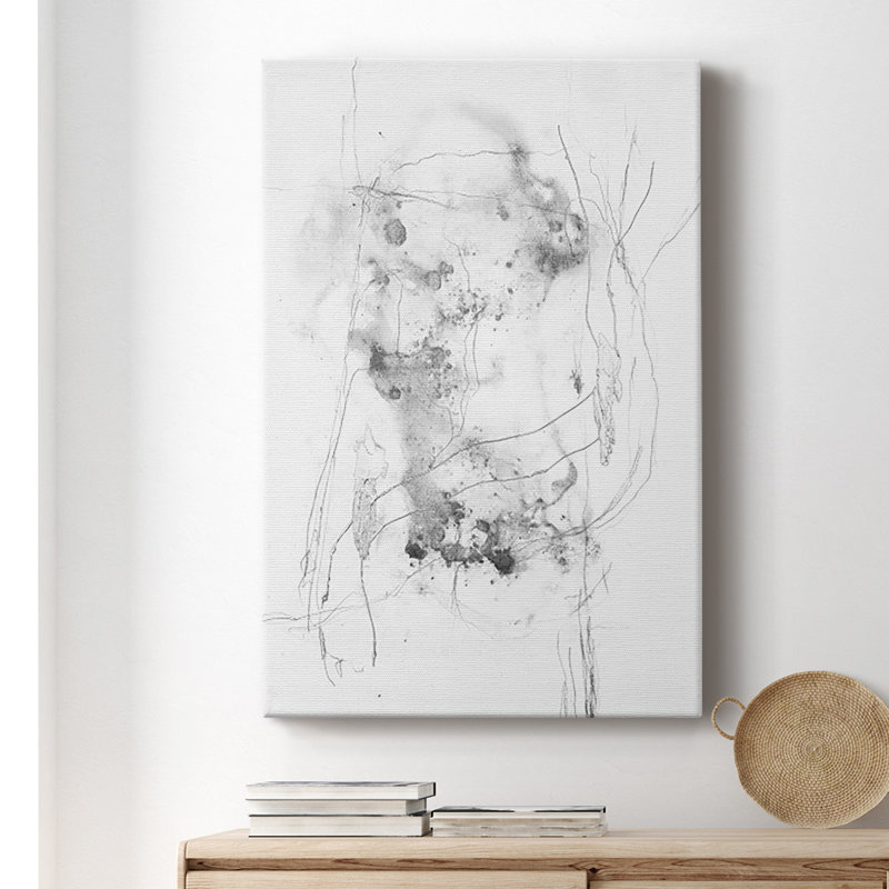 Graphite abstrait IV, toile tendue avec châssis de qualité supérieure - prête à être accrochée, H 18 po x l 12 po x P 1 po