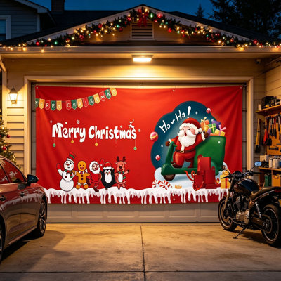 Christmas Decorations Christmas Garage Door  Large Festive Holiday Background Flag  Xmas Decorative   For Garage Door Outdoor Indoor Home Party Holida