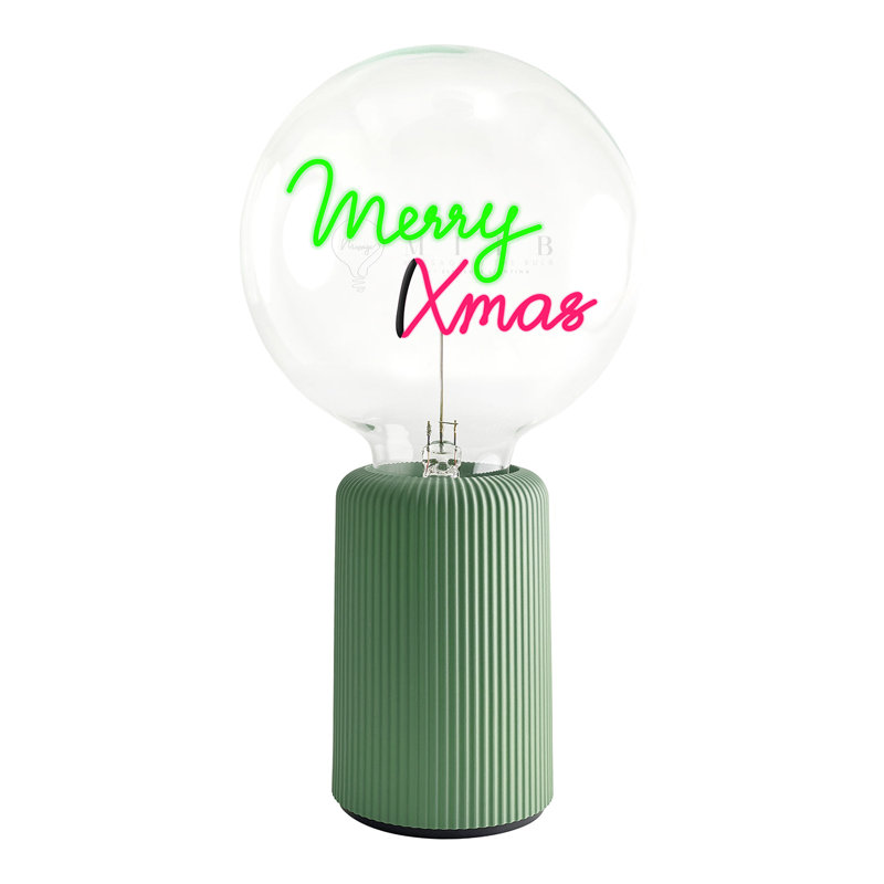 Ampoule MERRY XMAS verte / rouge avec base Lampe de table PORTABLE Pop Nomad, Vert