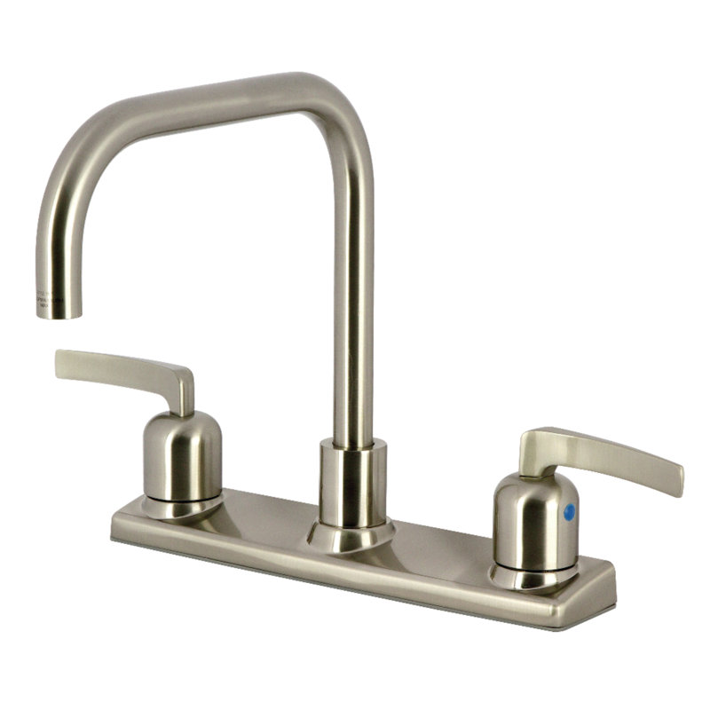 Kingston Brass Centurion Two-Handle 2-Hole 8" Centerset Kitchen Faucet, Brushed Nickel