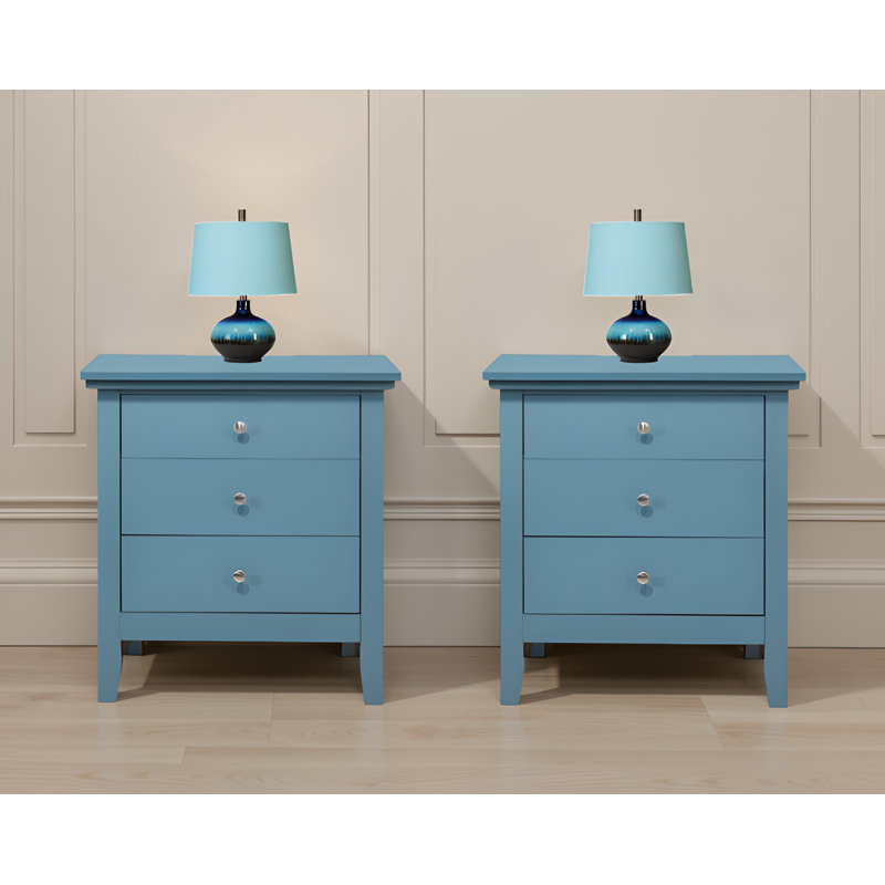 Ensemble de 2 tables de chevet 3 tiroirs gris, Sarcelle