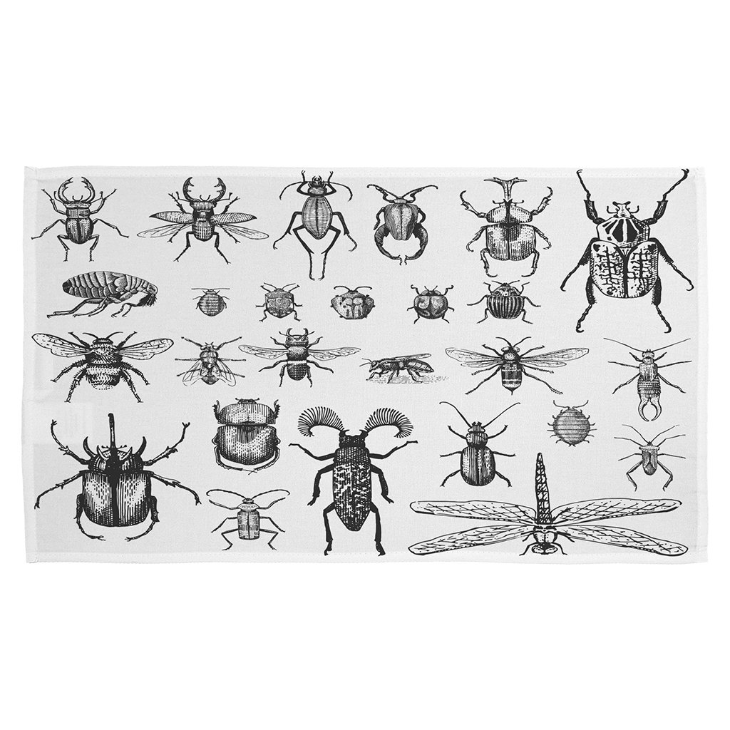 Drabic Big Set of Insects Bugs Beetles and Bees Many Species Tea Towel