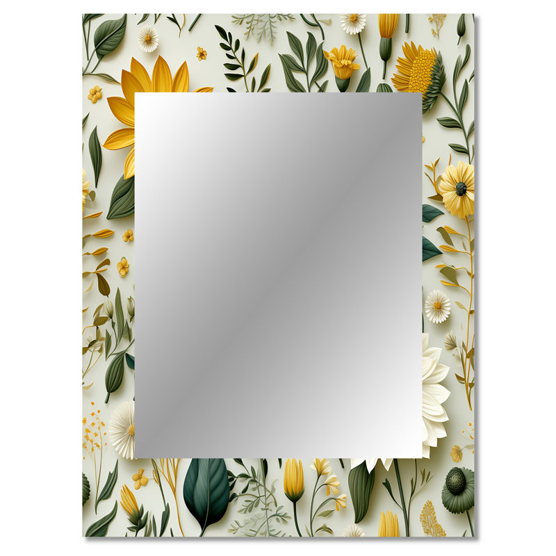 Aniaha Boho Botanicals Boho Greens - miroir botanique, miroir mural scandinave unique, impression d'art en métal