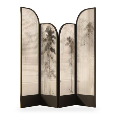 Medieval-Style Pine Wood Chiffon Irregularly Folded Screen
