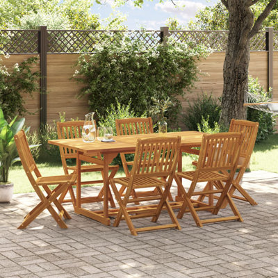 Acacia Wood Patio Dining Set with Rectangular Table