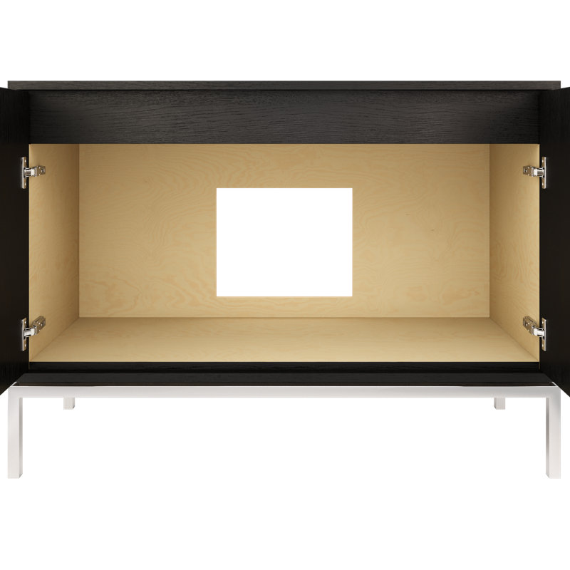 Rift White Oak Single Bath Vanity, Classic Black, Polished Chrome, 48"
