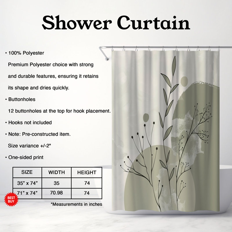Rideau de douche Medlock, H 74 po x l 71 po