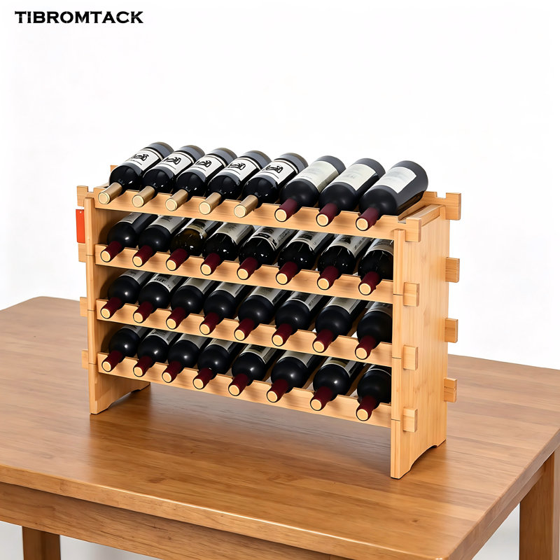 TIBROMTACK Support à vin modulaire empilable en bois de bambou pour 36 bouteilles