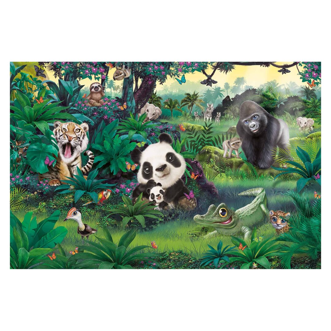 Strukturierte Tapete Animal Club International – Jungle with Animals 1,9 m x 288 cm