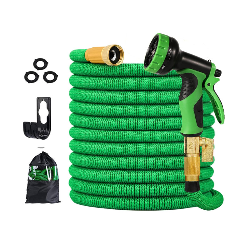Enrouleur de tuyau extensible en plastique, 50', Vert