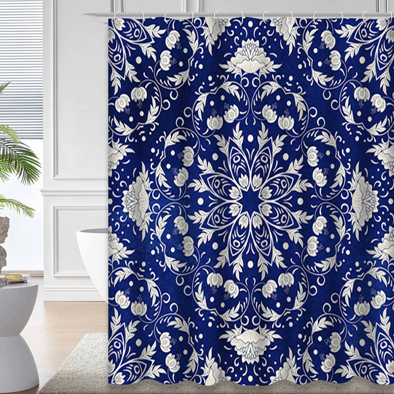 Magnifique rideau de douche carré chinois à motif floral avec 12 crochets, L 72 po x l 72 po