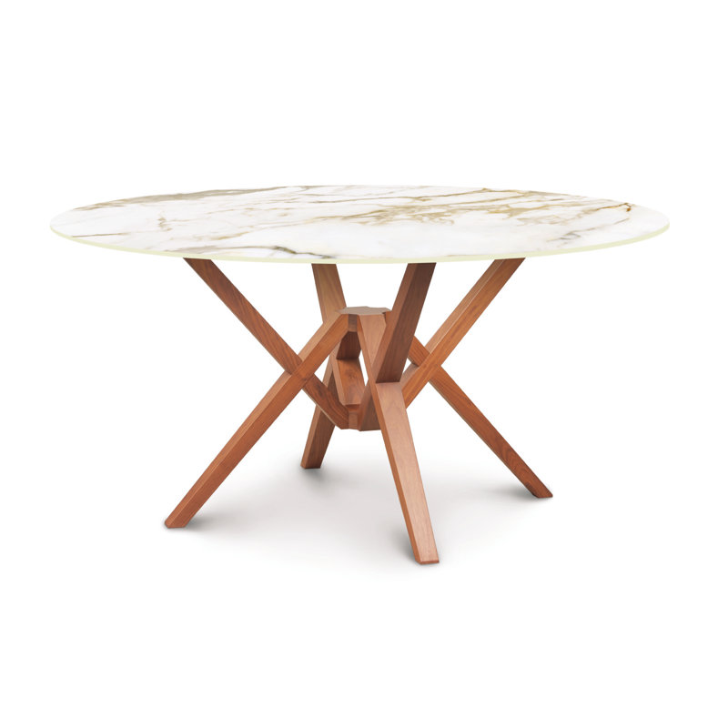 Table de salle à manger Exeter, H 30 po x L 60 po x l 60 po, Blanc, Cerisier d'automne