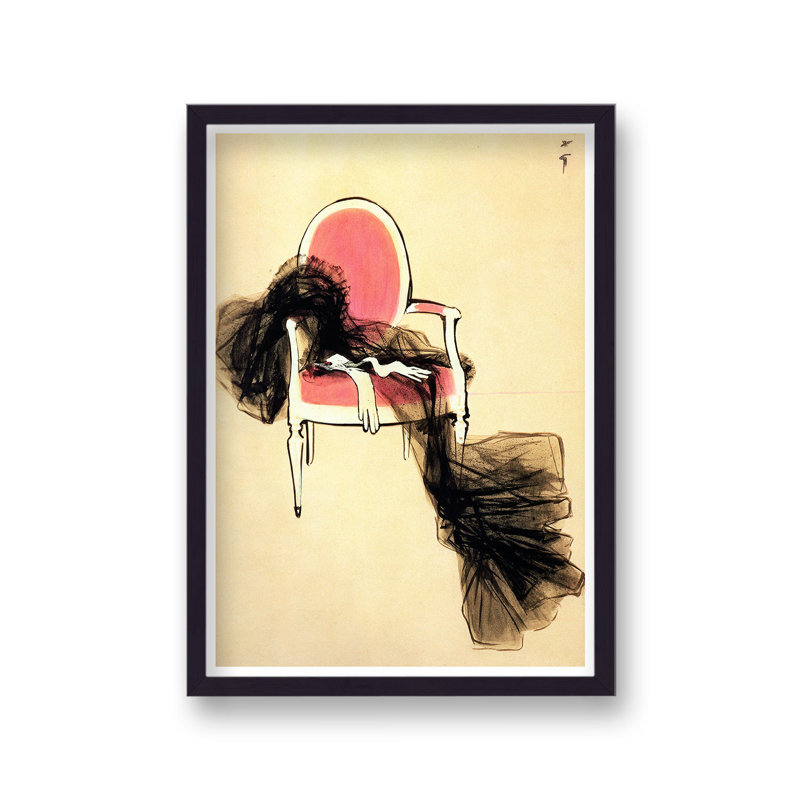 Rene Gruau Dress On A Chair Vintage Fashion - Single Picture Frame Print