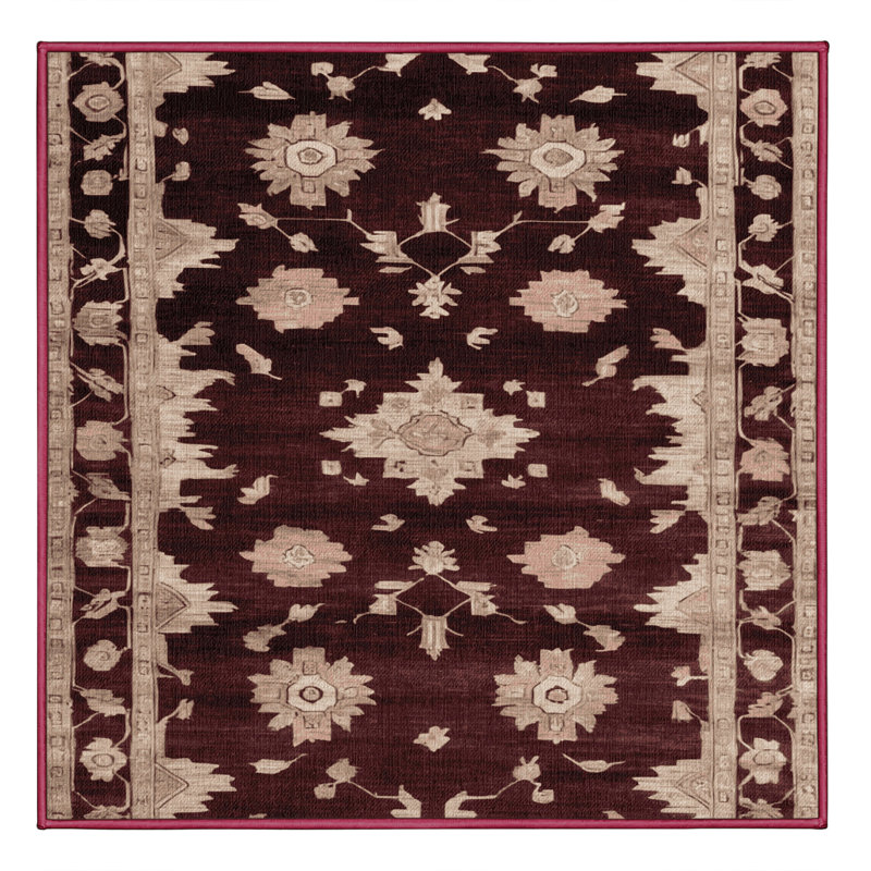 Tapis rouge lavé à la machine, Carré 5 pi
