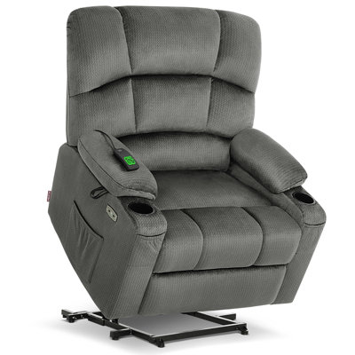 Bayani 27.2" Extra Wide Lay Flat Dual Motor Power Recliner Lift Chair with Massage and Heat, Infinite Position, Fabric by Latitude Run
