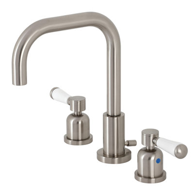 Kingston Brass Two-Handle 3-Hole Deck Mount Widespread Bathroom Faucet with Brass Pop-Up Drain