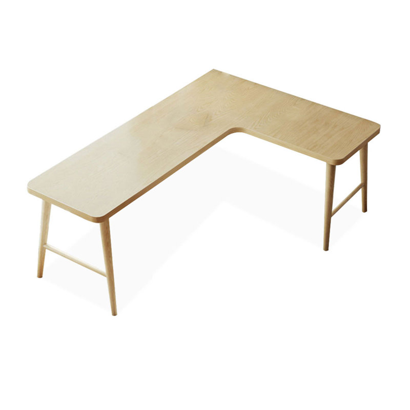 Bureaux en bois massif en L Burlywood, H 29,53 po x l 62,99 po x P 55,12 po, Right Hand Return