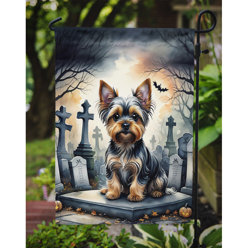 Drapeau de jardin d'Halloween effrayant Yorkshire Terrier