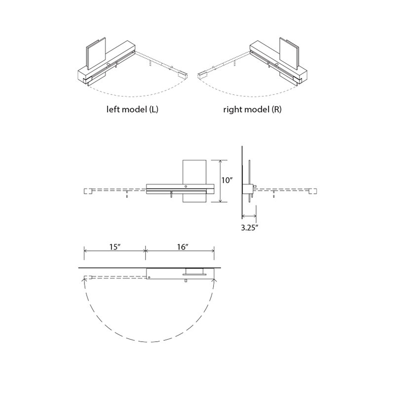 Levo 1 - Light LED Flush Mounted Sconce, Left, Plug-in